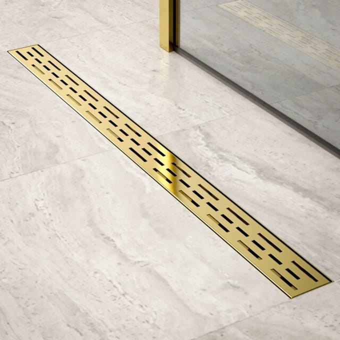 Douchegoot - 90cm- Goud - Standaard rooster - RVS - Met Flens