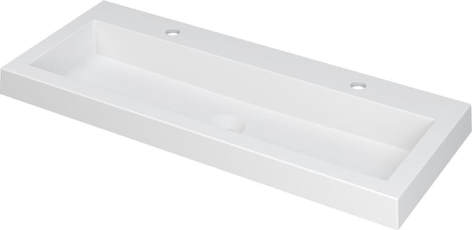 INK® Dock wastafel polystone met ,2 kraangaten, 100x6x40cm, mat wit