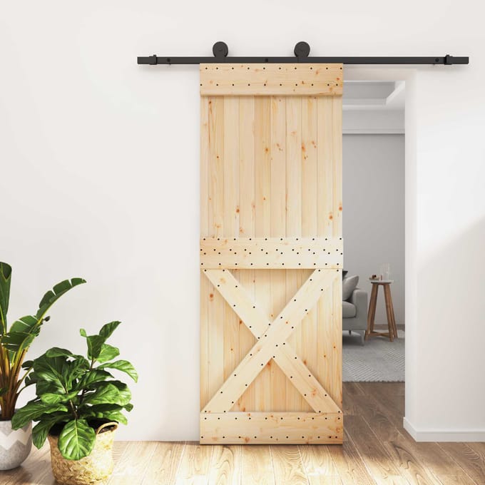 vidaXL - Schuifdeur - 80 - x - 210 - cm - Massief - Pine - Hout - (Onbehandeld)