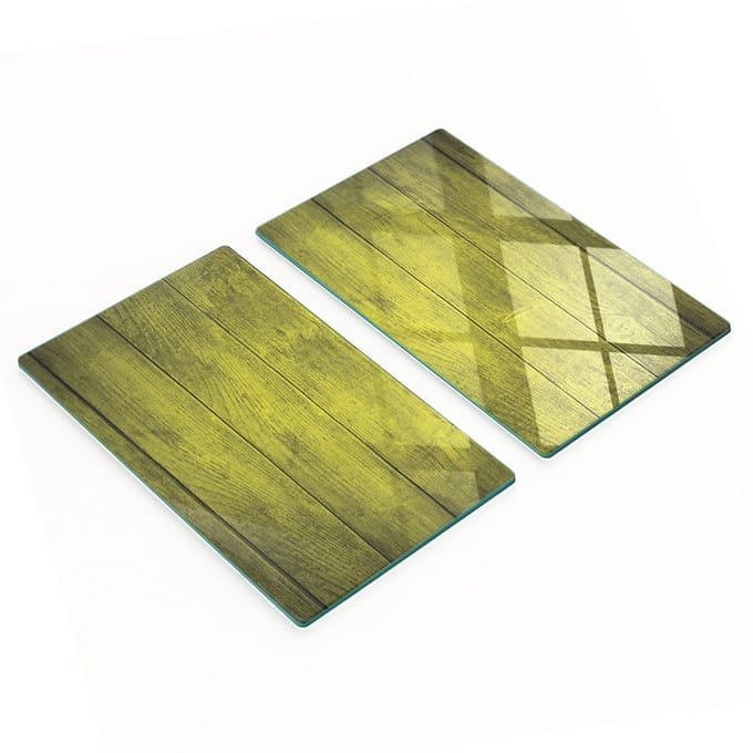 Glazen serveerplanken met afbeeldingen, gele planken, 2x30x52 cm