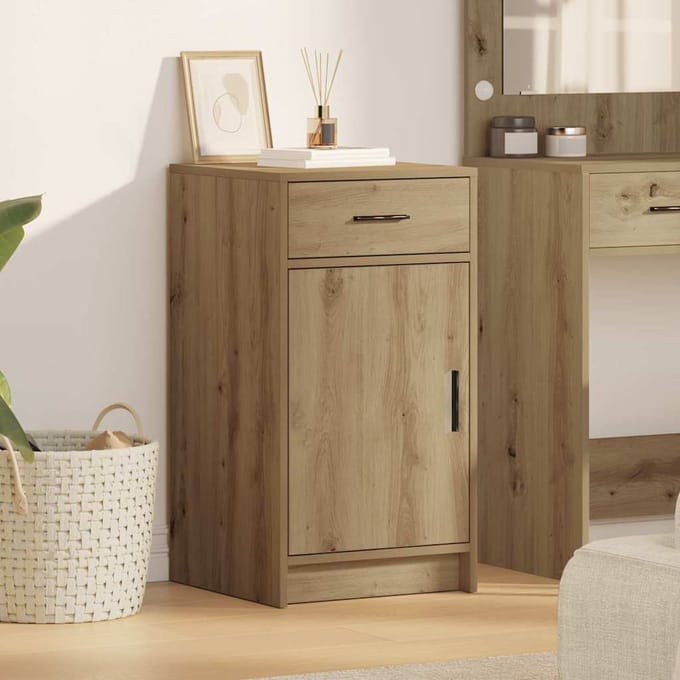 vidaXL - Dressoir - Artisan - Eiken - 40 - x - 40,5 - x - 75 - cm - Bewerkt - hout