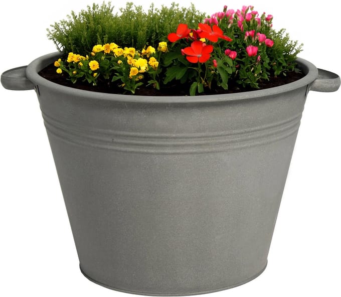 Mega Collections plantenpot/bloempot Farmer - zink - donkergrijs - D35 X H25 cm