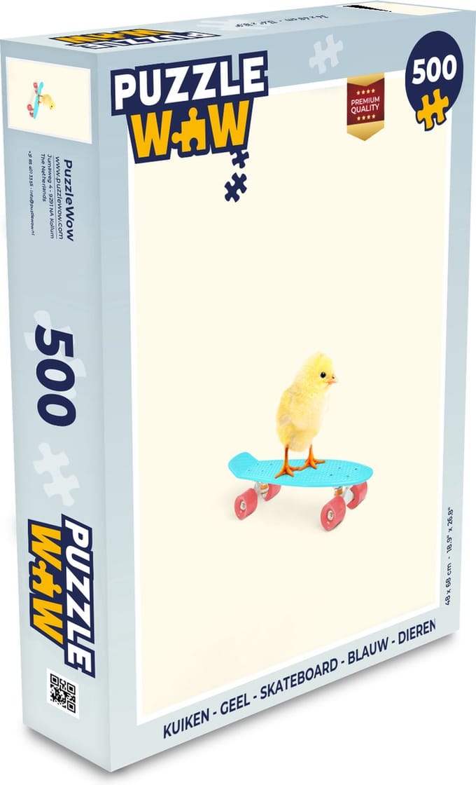 Puzzel Kuiken - Geel - Skateboard - Blauw - Dieren - Legpuzzel - Puzzel 500 stukjes