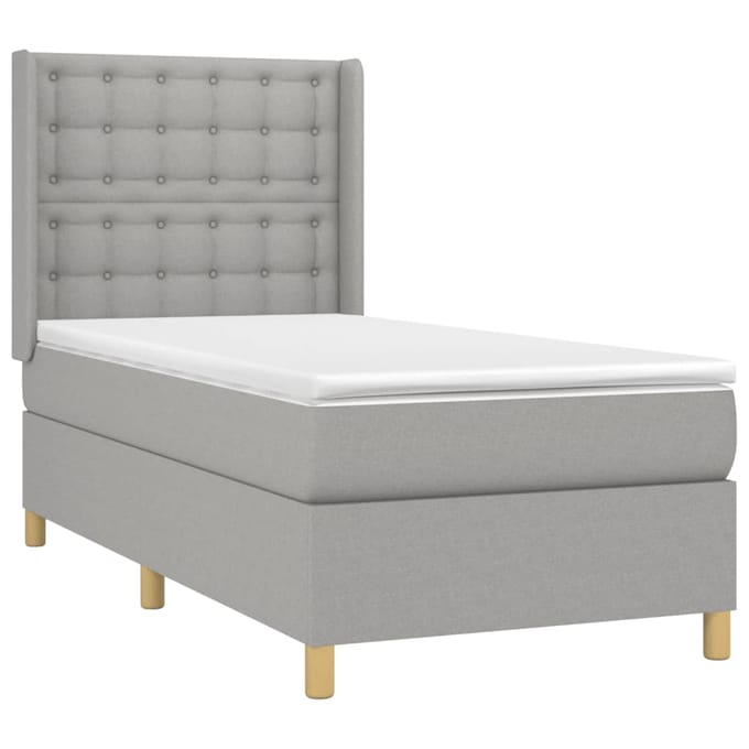 vidaXL - Boxspring - met - matras - stof - lichtgrijs - 80x200 - cm