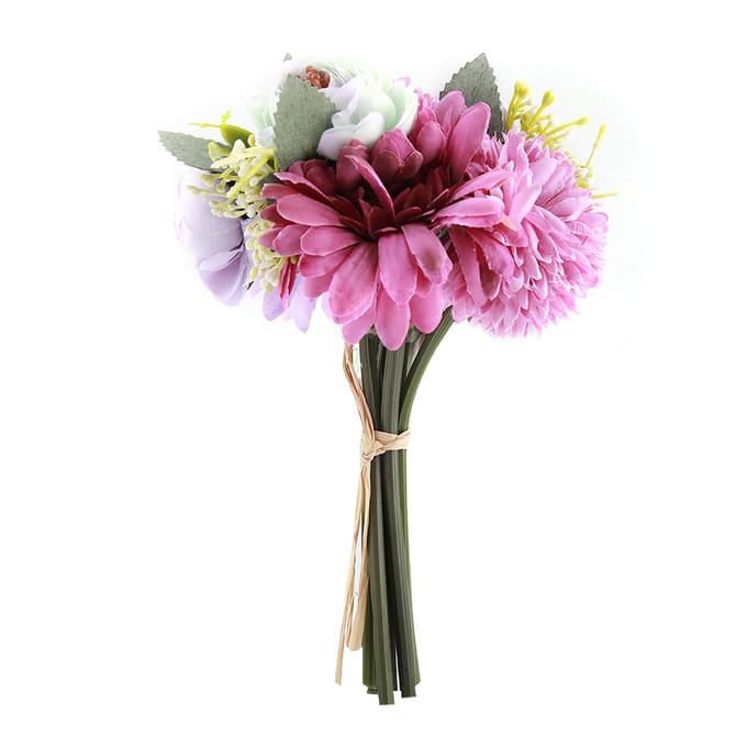 Kunstzijden Bloemenboeket Huis Bloemen Bruiloft Feest Tuindecor pink