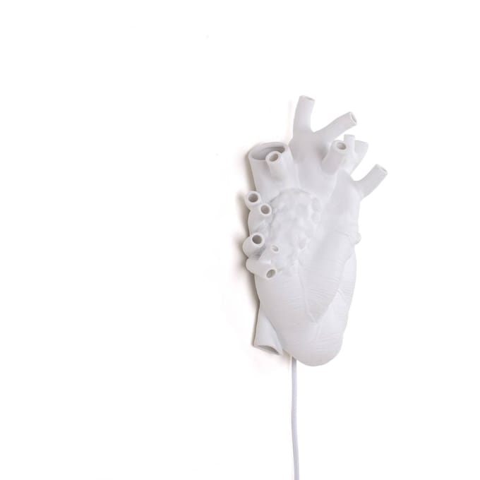 SELETTI LED wandlamp Heart Lamp van porselein, wit