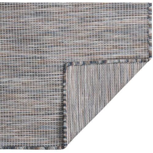 vidaXL - Buitenkleed - platgeweven - 160x230 - cm - bruin - en - blauw