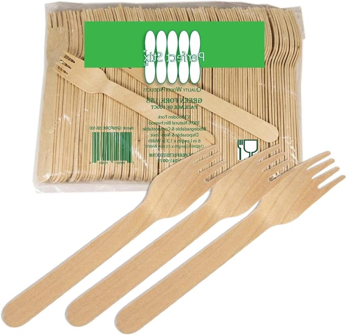Houten Bestek - Vorken Set - Feestelijk Diner - 100% Composteerbaar - 250 Stuks - Houtkleur