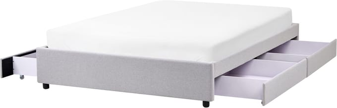 PRADES - Bed met opbergruimte - Lichtgrijs - 140 x 200 cm - Polyester