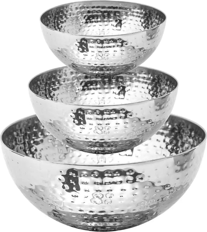 Secret de Gourmet voedsel serveerschalen - Set 8x - RVS - D24/D19/D13 cm