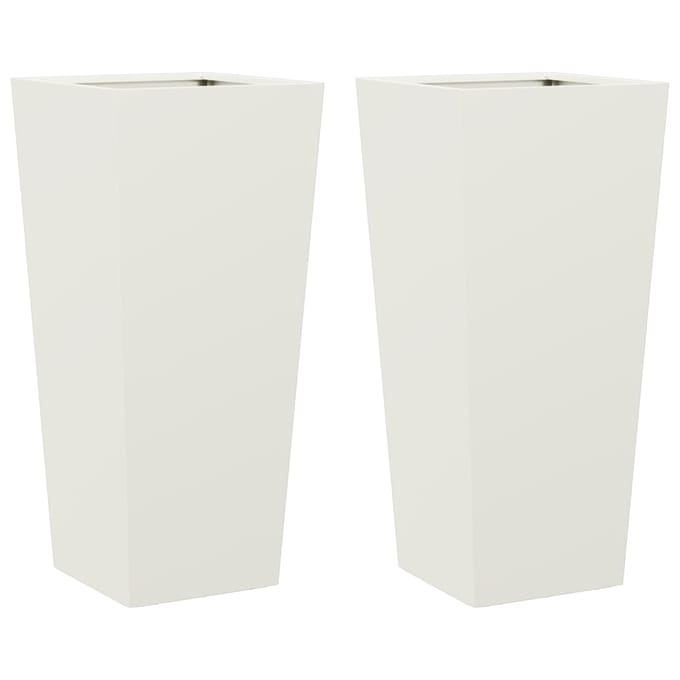 vidaXL - Plantenbakken - 2 - st - 35x35x75 - cm - staal - wit