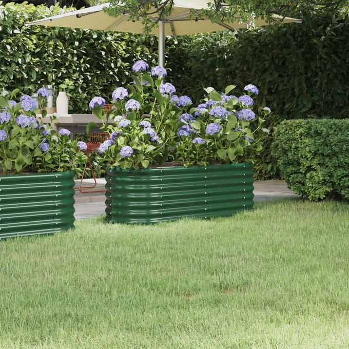 vidaXL - Plantenbak - 114x40x36 - cm - gegalvaniseerd - staal - groen