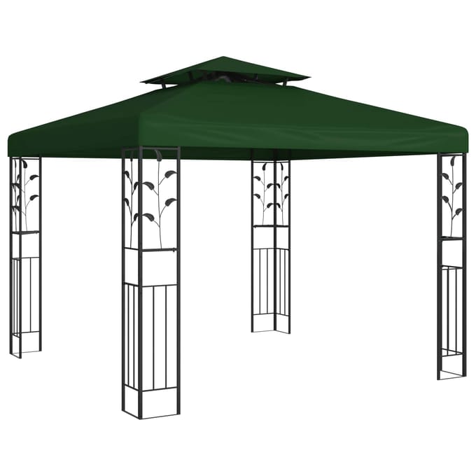 vidaXL - Prieel - 3 - x - 3 - x - 2,68 - m - Groen - Polyester - en - Staal