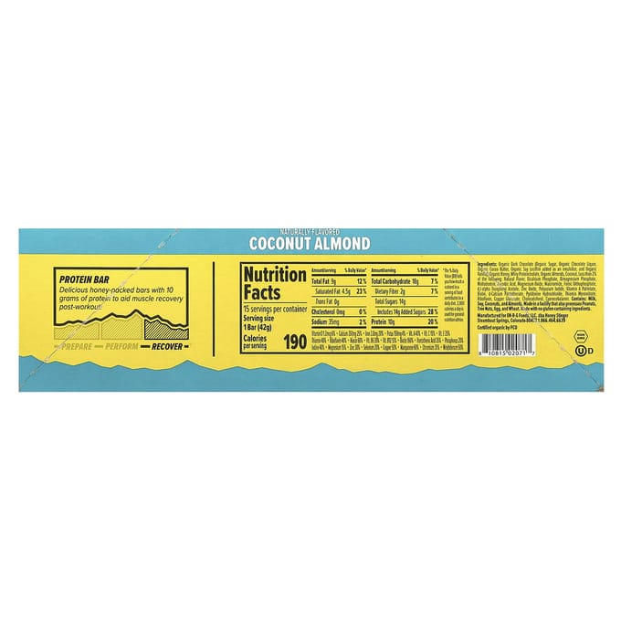Honey Stinger, barre protéinée, noix de coco amande, 15 barres, 42 g (1,5 once) chaque