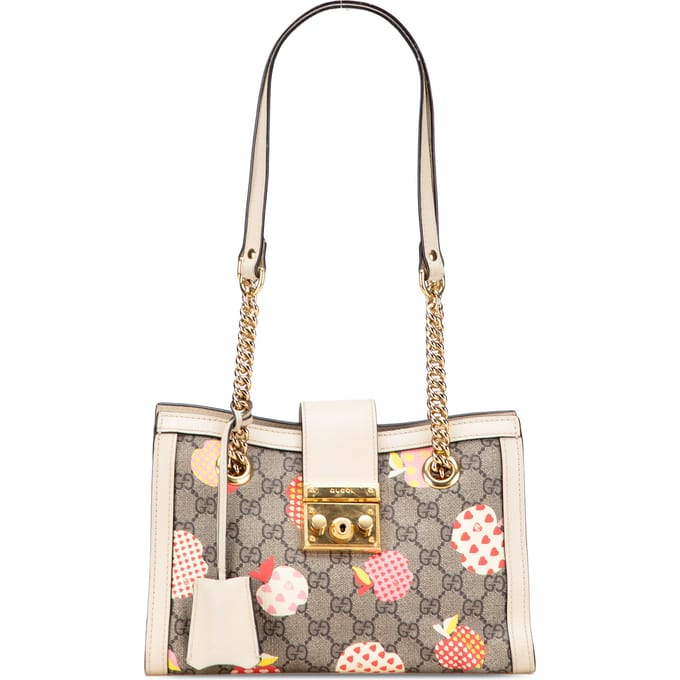 Tweedehands Kleine GG Supreme Apple Heart Padlock Tote