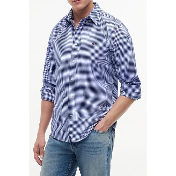 Tommy Hilfiger Flex Poplin Gingham Wedge Blue/check Größe: S | Casual hemden Outlet | Herren | Blau