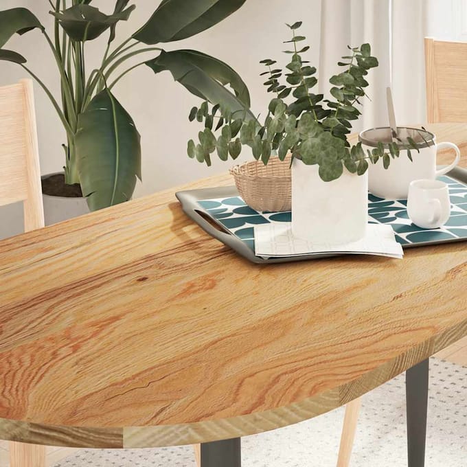 vidaXL Tafelblad 140x60x2 cm ovaal massief eikenhout lichtbruin