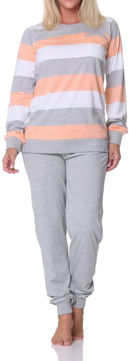 Normann Damespyjama met manchetten Pyjama in blokstreep-look - ook in overmaten