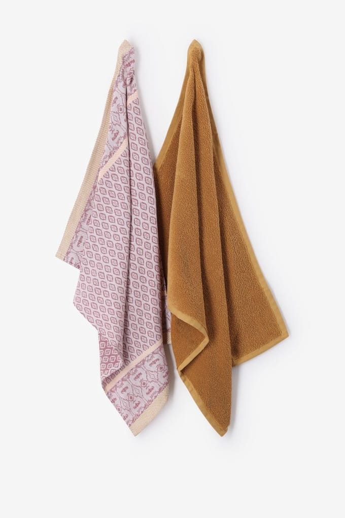 Sissy-Boy - Donkergele handdoek en theedoek Terry