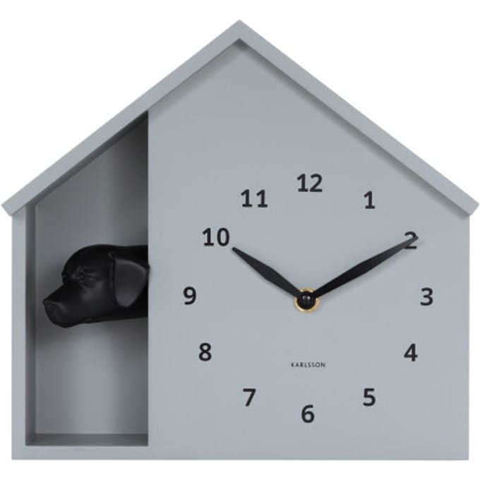 Karlsson - Wandklok Peeking Doggy - Muisgrijs- Ø24,9cm