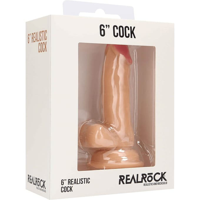 Realrock – Realistisch Dildo met Balzak en Aders van Hoog Kwaliteit 20 cm - beigeig