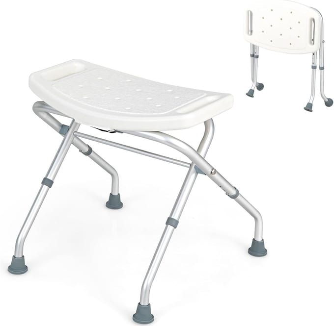 Antislip douchkruk – Verstelbaar 49–52,5 cm, aluminium, met armleuningen, 150 kg