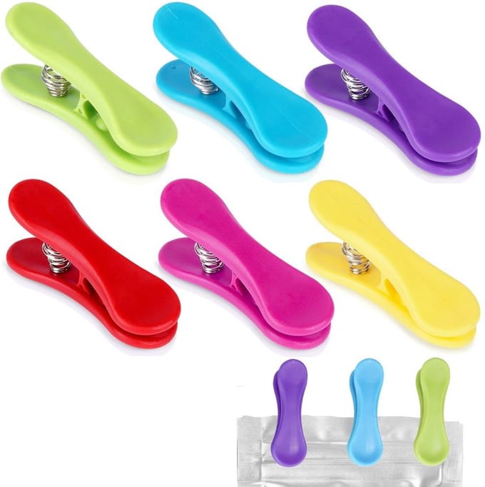 Sluitclips Gekleurd 6 stuks - Zakclips - Vershoudclips