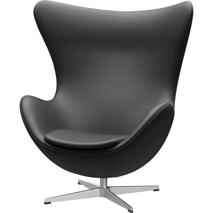 Fritz Hansen Het ei - leer Essential zwart - aluminium