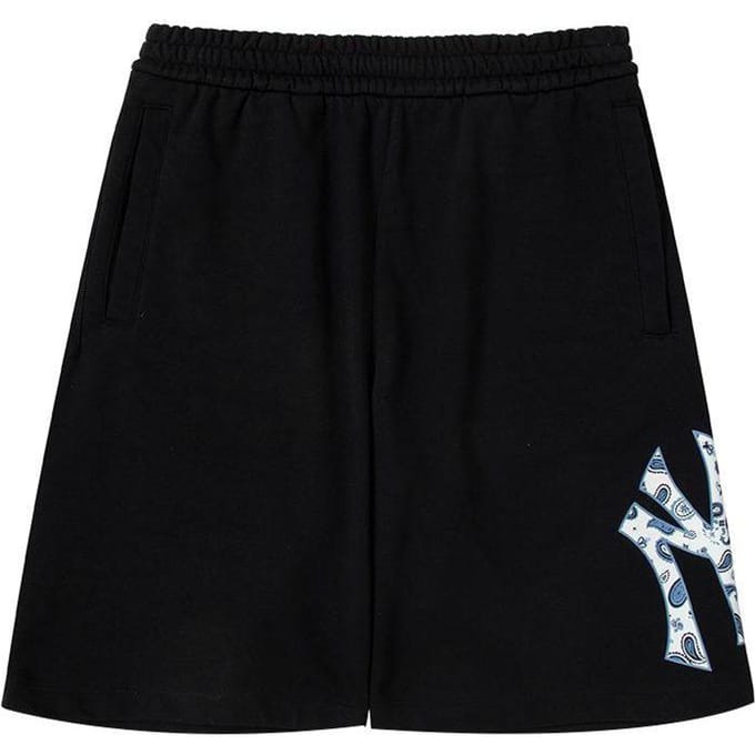 MLB SS23 New York Yankees Logo Uni Imprimé Jambe Droite Taille Élastique Short Décontracté Short Unisexe Noir 3ASPI0133-50BKS S black