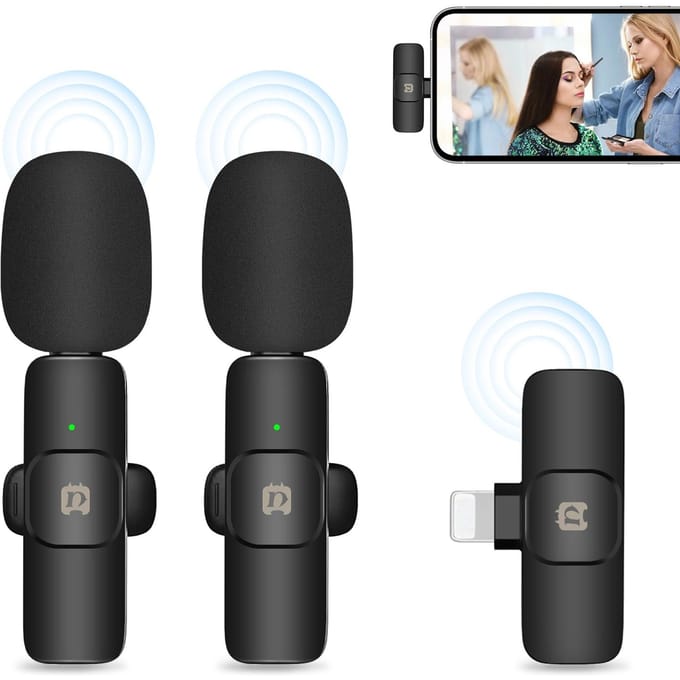 PULUZ PU3150B Eén-trigger-twee Mini 2.4G draadloos microfoonsysteem Clip-on microfoon 20M transmissie zwart