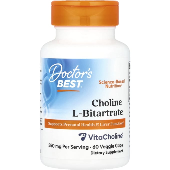Doctor's Best, Choline l-Bitartraat, 550 mg, 60 Vegetarische Capsules (275 mg per capsule)