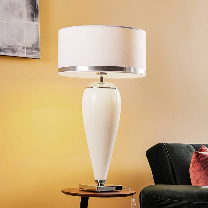 Argon Tafellamp Lund, wit/opaal, hoogte 70 cm