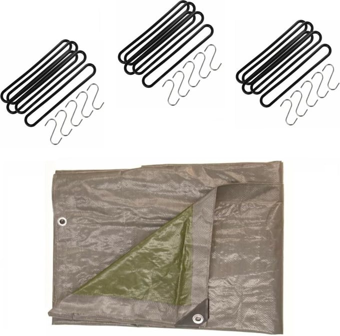 Talentools - Afdekzeil grijs - 4x4 meter - met 15 spanrubbers - en S-haken