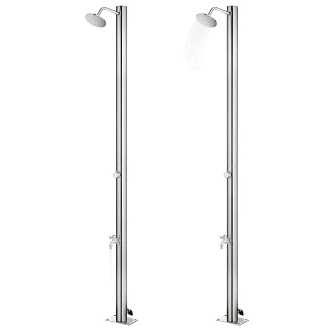 vidaXL - Buitendouche - met - grijze - basis - 220 - cm - roestvrij - staal