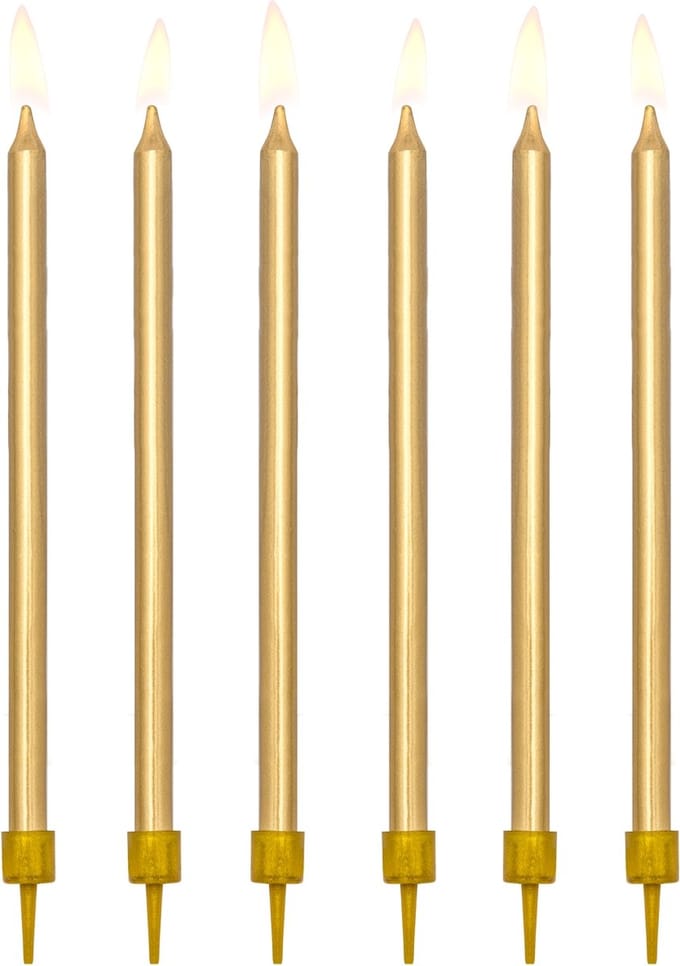 Partydeco - Verjaardagskaarsjes goud (12 stuks)