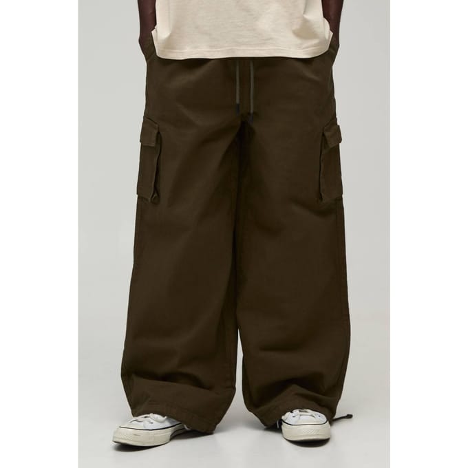 Parachute Fit Elasticated Cargo Trousers | Olive | Size XL