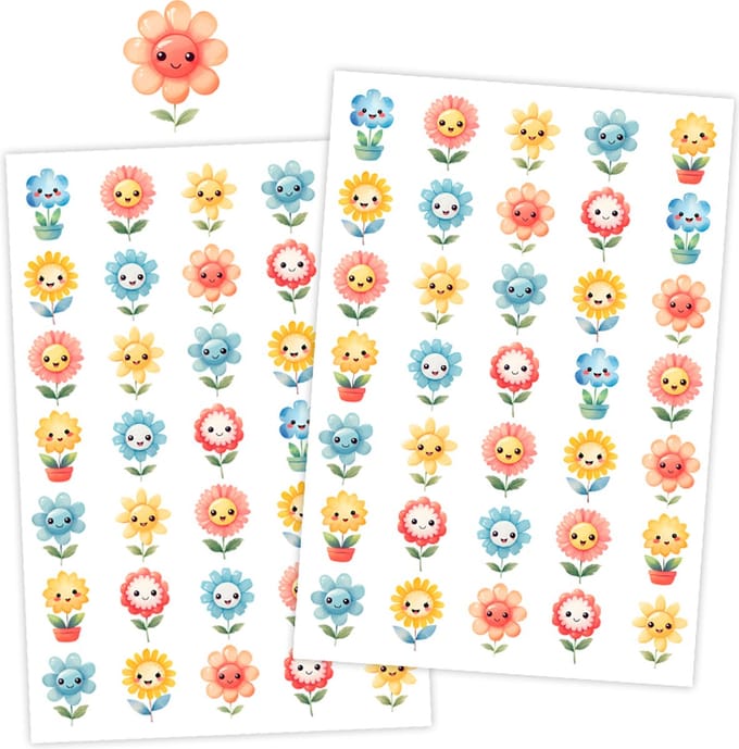 Bloemen Stickers - 105 Stickers - 3 Stickervellen - Knutselen en Kaarten Maken