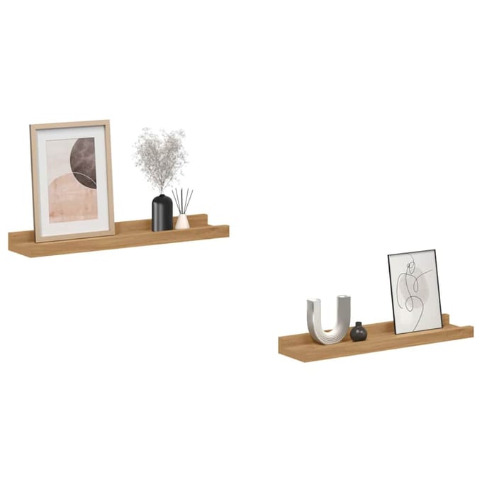 vidaXL - Wandplank - 2 - st - Bruin - 40 - x - 9 - x - 3 - cm - Bewerkt - hout