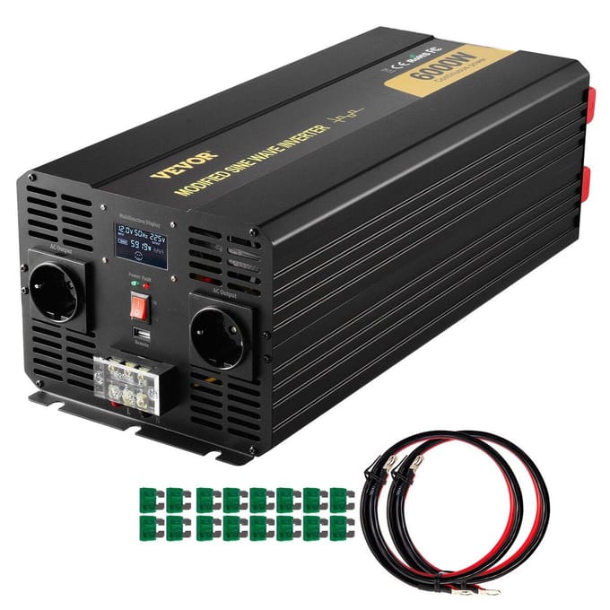 Stroomomvormer Modified Sine Wave Omvormer 6000W DC 12V naar AC 230V LCD