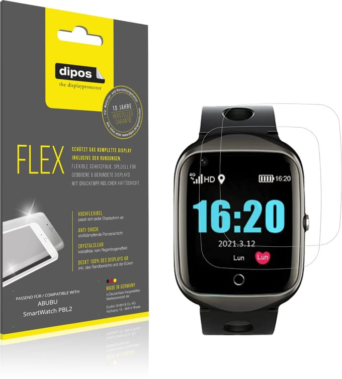 dipos – 2x Beschermfolie geschikt voor ABUBU SmartWatch PBL2 | 3D Full Cover Screenprotector | 100% Passend
