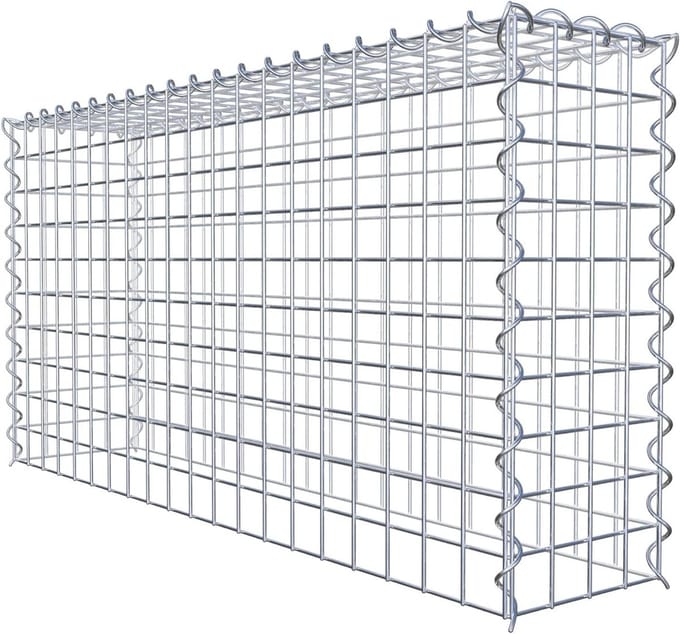 Schanskorf - Steenkorf Draadkorf - Tuinontwerp - Spiraalsluiting - 100x50x20 cm - Zilver