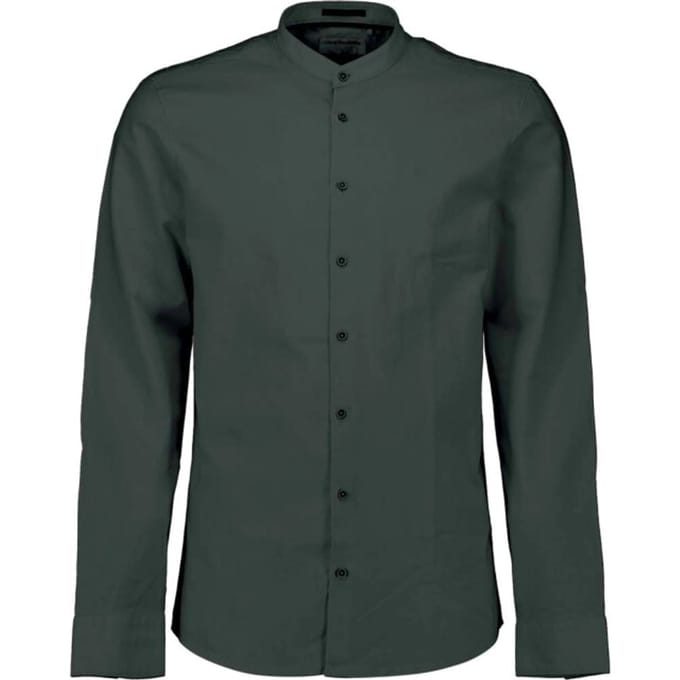 No Excess Shirt with linen granddad dark steel