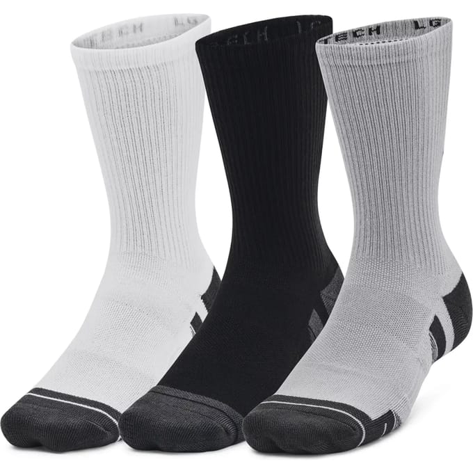Under Armour UA Performance Tech 3pk Crew-GRY Unisex Sportsokken - Mod Grijs - Wit - Jet Grijs