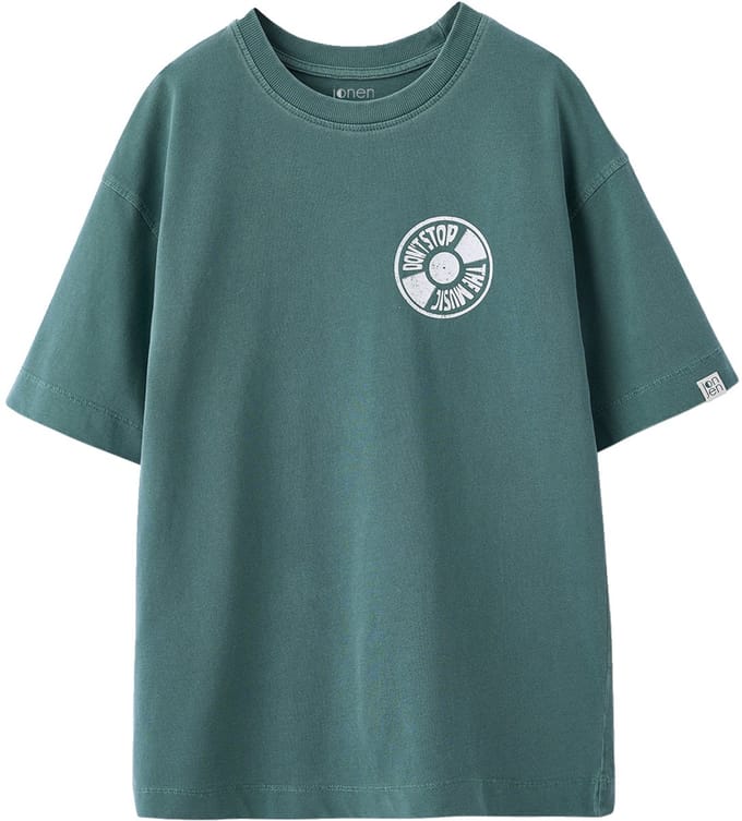 Jonen T-shirt met motief voor/achter, gewassen effect JONEN