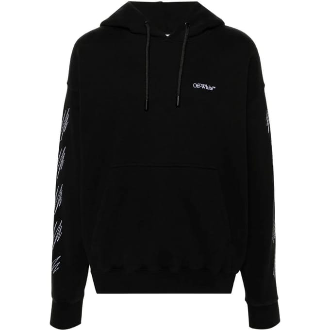 Gebroken witte Stitch Diag Design Skate Fit zwarte hoodie