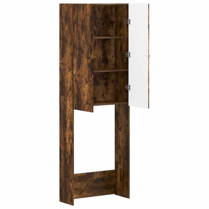 vidaXL - Toiletkast - BREDA - Gerookt - eiken - 66 - x - 25,5 - x - 190 - cm - Bewerkt - hout
