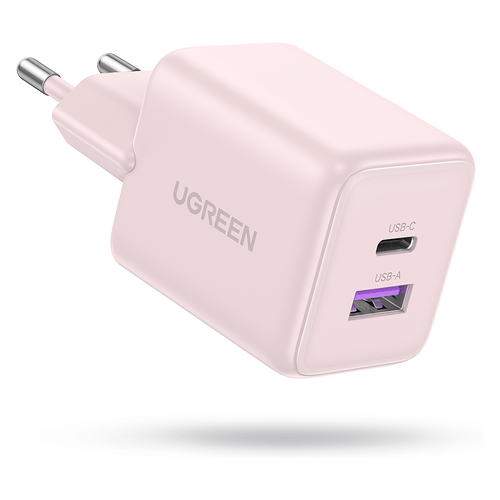 UGREEN X516 Netwerkoplader, 30W, 3A, 1 x USB-A - 1 x USB-C, Roze