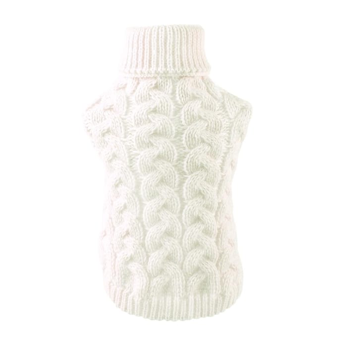 Honden trui Warm Koud Weer Dik Effen Kleur Huisdier Kabel gebreide kleding voor Binnen Buiten white