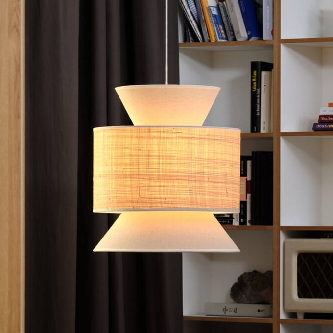 OSRAM DECOR Wrap Kegel Hanglamp E27 Beige 350mm diameter, Raffia en Bast met linnen voor Boho-stijl