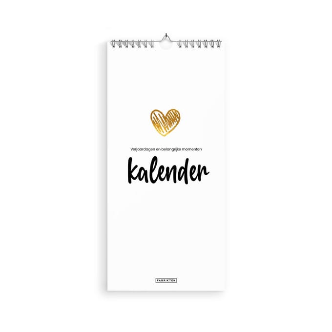 Fabrikten Verjaardagskalender Love - 14 x 29,7 cm - Hartjes
